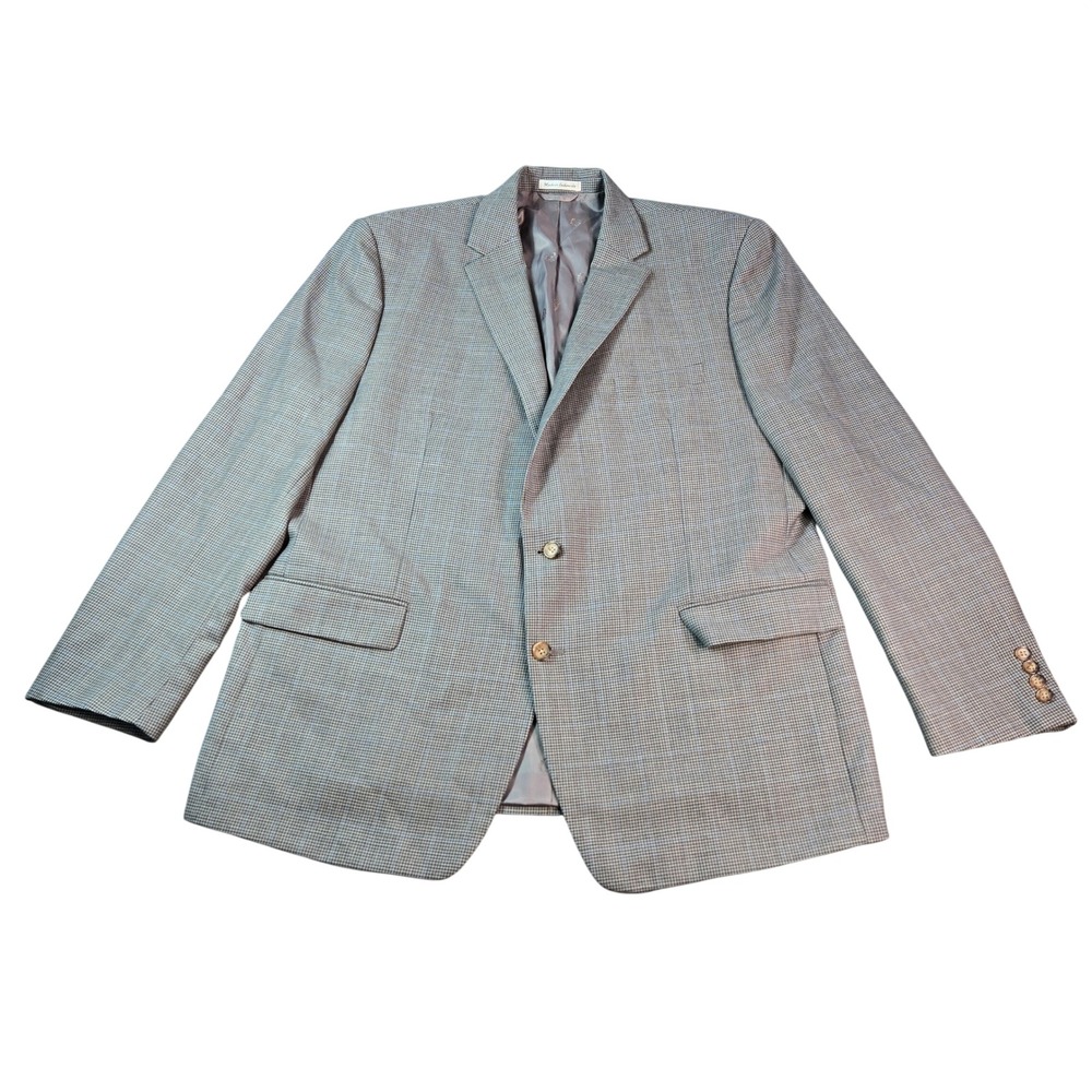 Lauren Ralph Lauren Men's 48L Wool Blend Houndstooth Blazer Sport Coat Grey Blue
